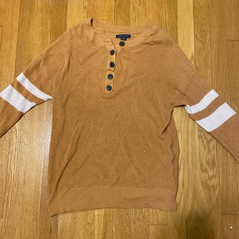 american eagle varsity stripe henley sweater